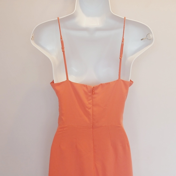 Sleeveless Ruffle High-Low Mini Dress, Long Flowy Back, Fitted Bodice Papaya M - Picture 5 of 10